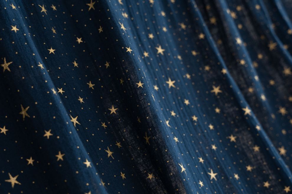 Bed Canopy - Marine Blue & Gold Stars - Model K