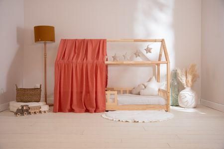 Bed Canopy - Coral & Gold Dots - Model K