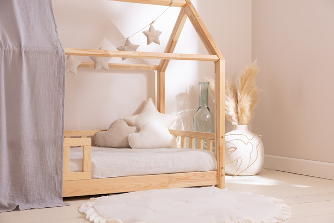 Plachta pro domečkovou postel Šedá – Model K