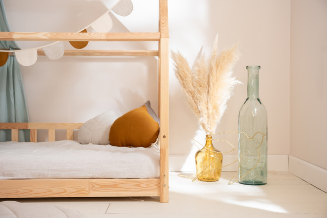 Plachta pro domečkovou postel Mentolová – Model K