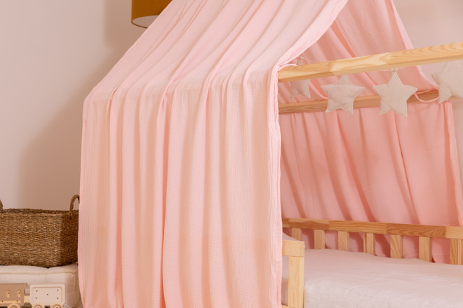 Plachta pro domečkovou postel Růžová – Model K
