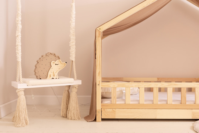 Plachta pro domeček postel Camel se zlatými puntíky – Model DK