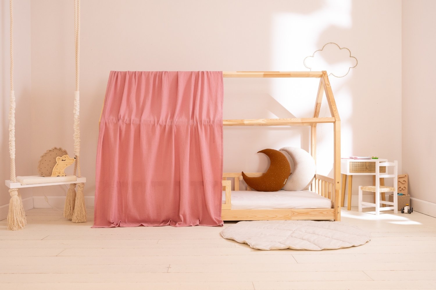 Saldi Estivi - Telo per Letto a Capanna Retro Rosa - Modello K