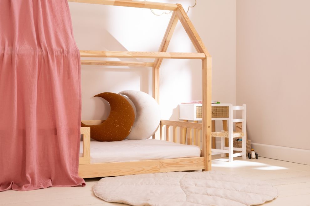 Véu de cama casinha Retro Rosa - Modelo K