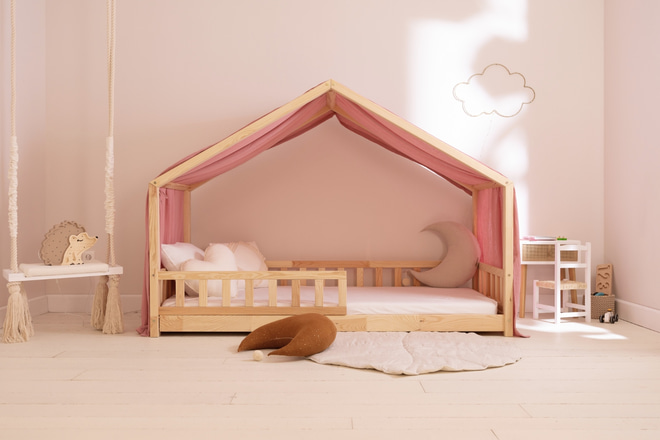 Plachta na dětskou postel Retro Růžová - Model DK