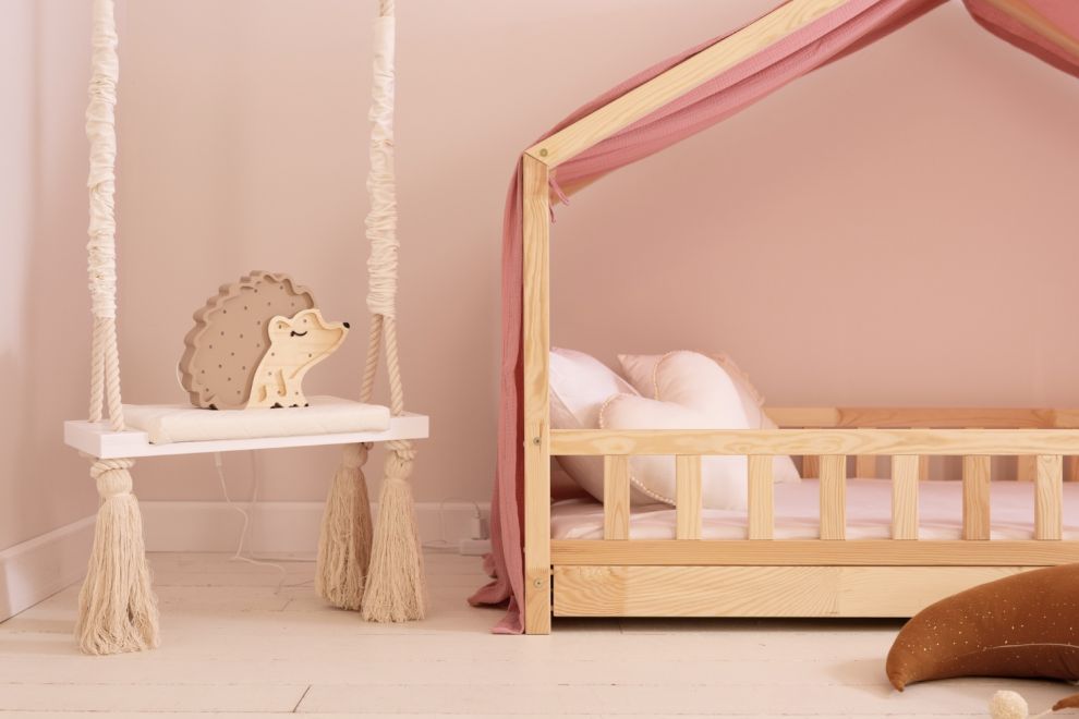 Véu de cama casinha Retro Rosa - Modelo DK