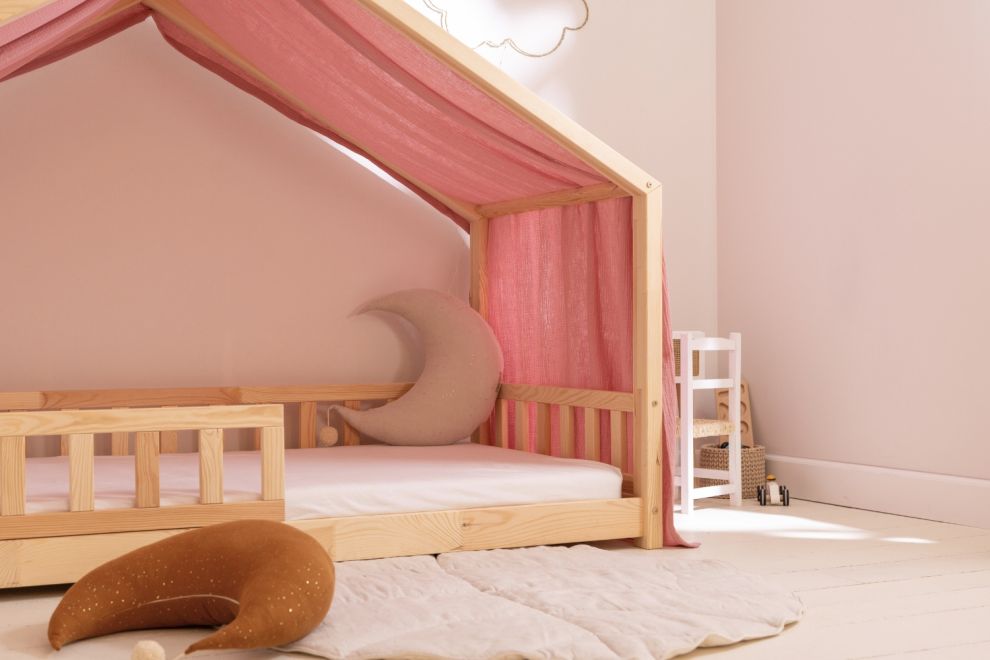 Véu de cama casinha Retro Rosa - Modelo DK
