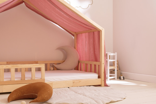 Plachta na dětskou postel Retro Růžová - Model DK