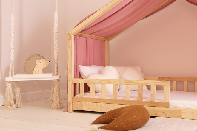 Plachta na dětskou postel Retro Růžová - Model DK
