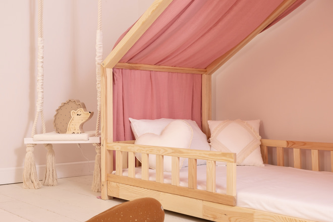 Plachta na dětskou postel Retro Růžová - Model DK