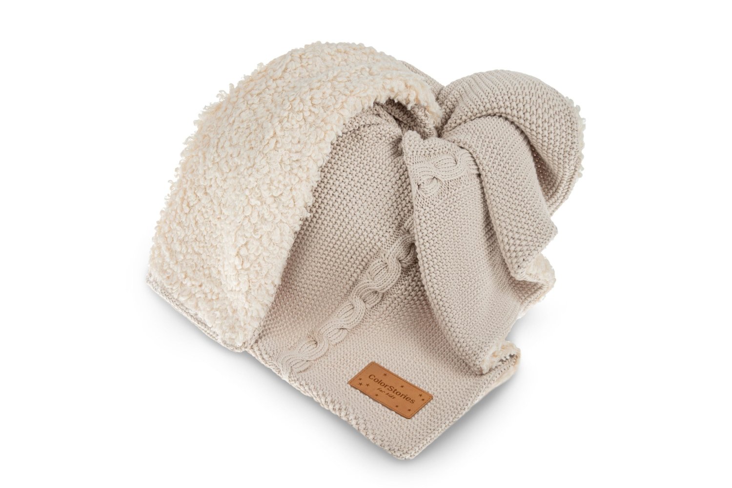 Couverture Chaude en Coton Bouclé - Beige