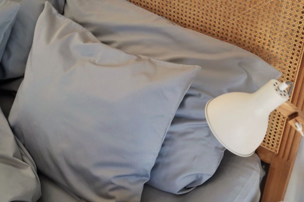 Juego de cama en algodón satinado Gris Nuage 140x200cm