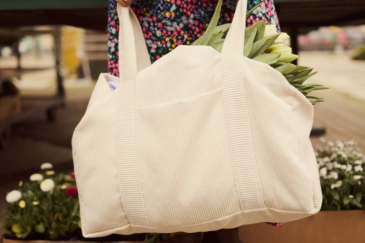 Corduroy Mum Bag Cream