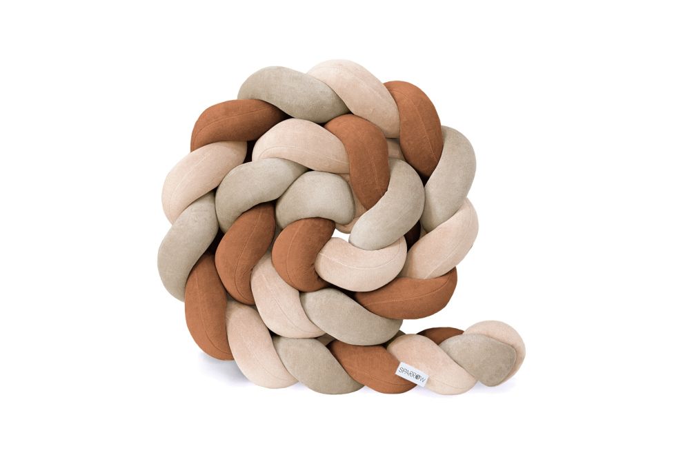 Ice Blue, Almond and Beige Bed Bumper - 3 Ropes