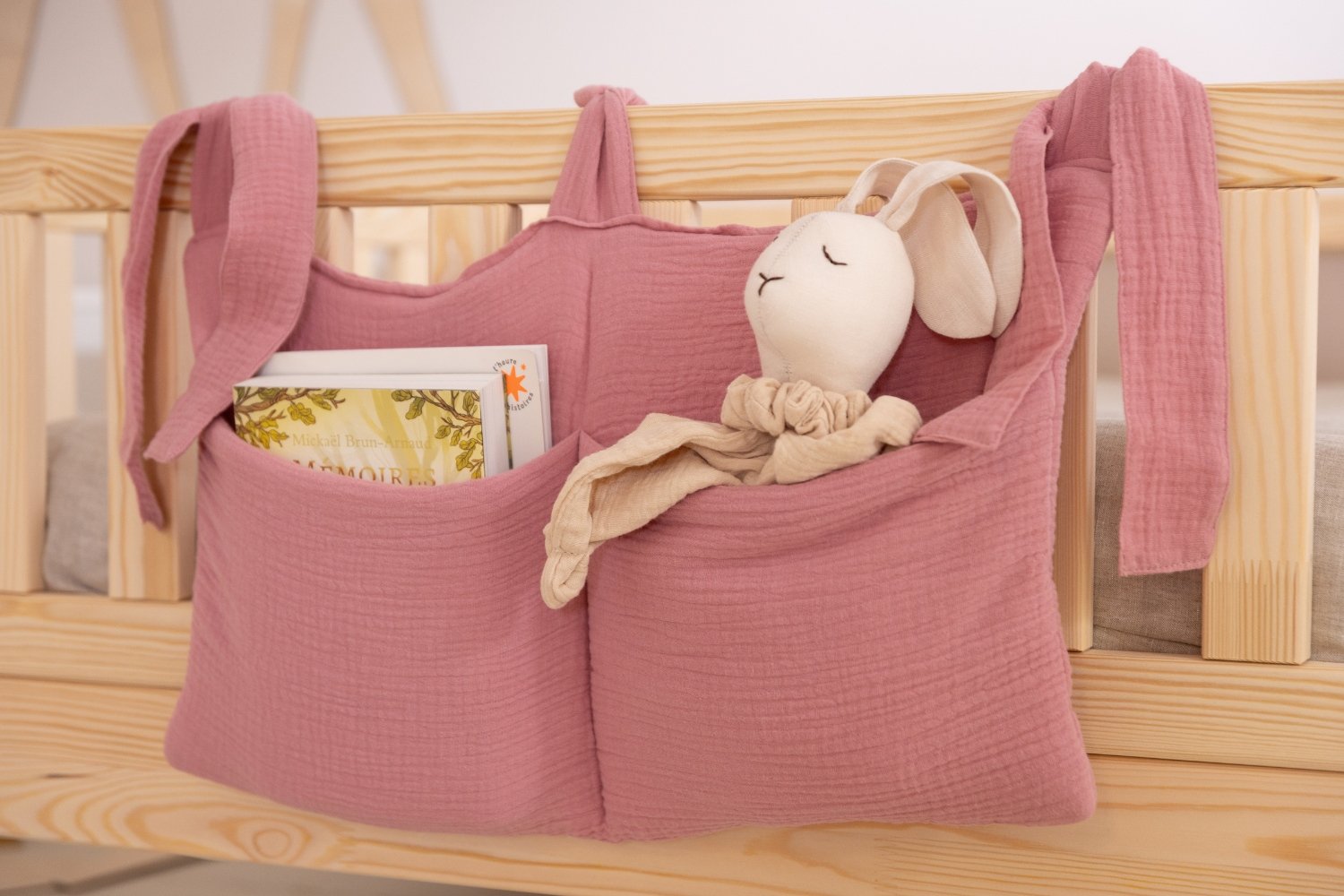 Bolsa de Almacenamiento Cama - Beige con lunares dorados