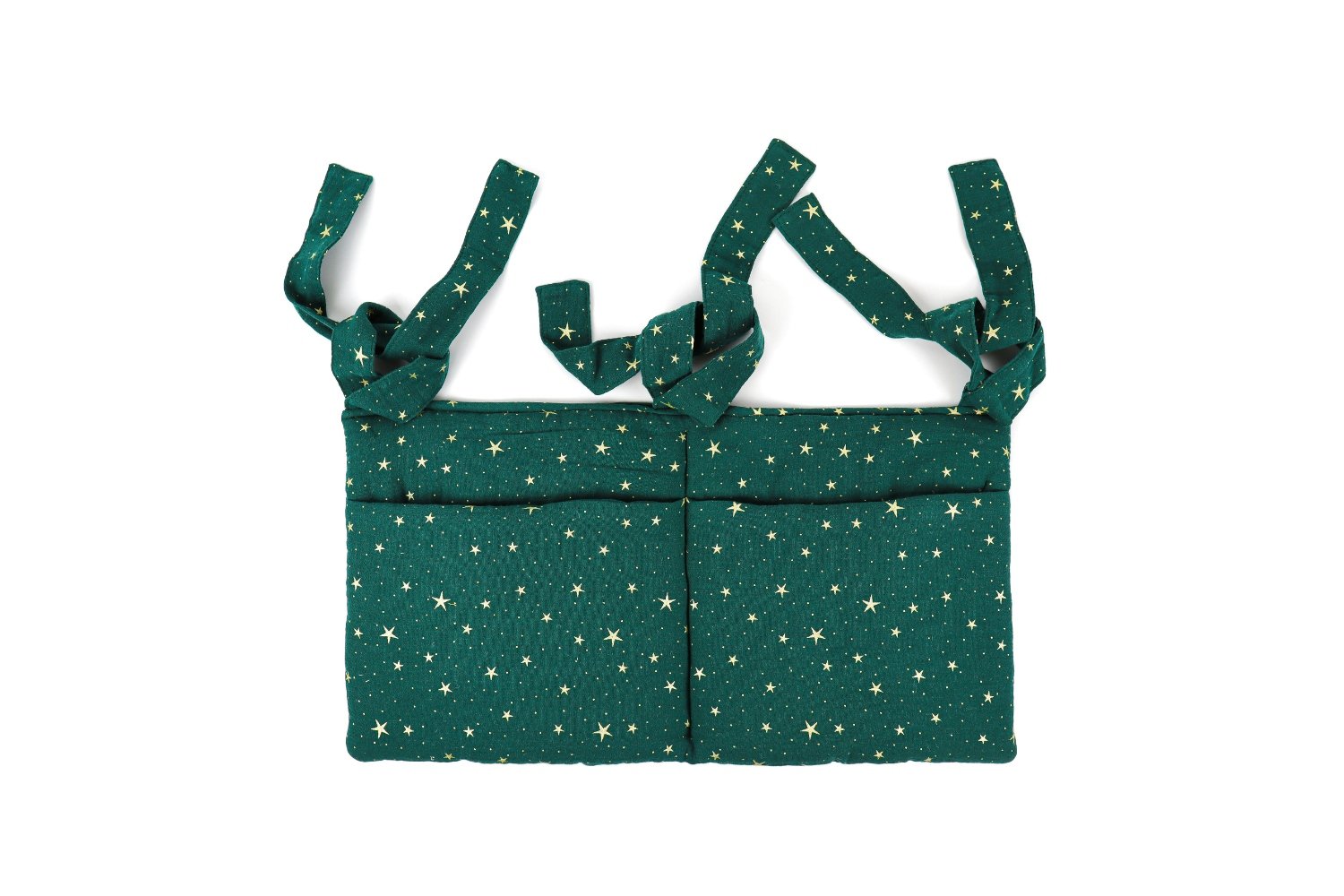 Bed Organiser - Dark Green & Gold Stars