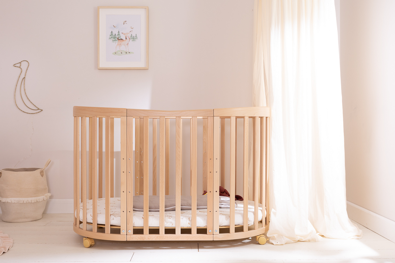 - Berceau Évolutif 7 en 1 Ovale avec Matelas - Naturel - Naturel (Mon Lit Cabane) - Image 10
