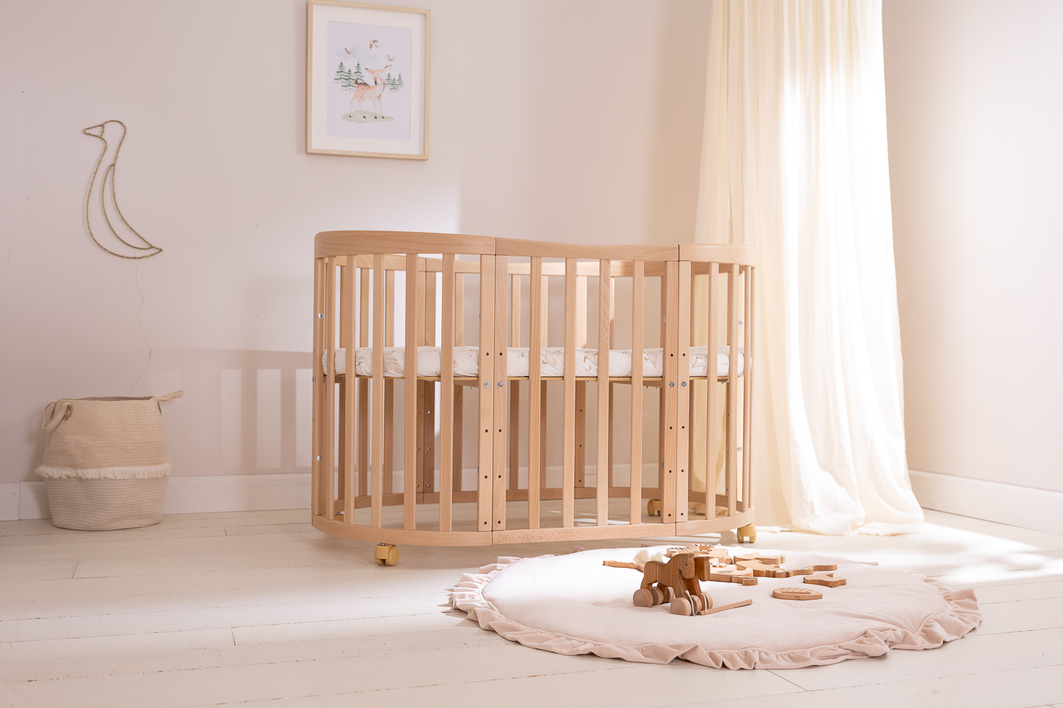 - Berceau Évolutif 7 en 1 Ovale avec Matelas - Naturel - Naturel (Mon Lit Cabane) - Image 11