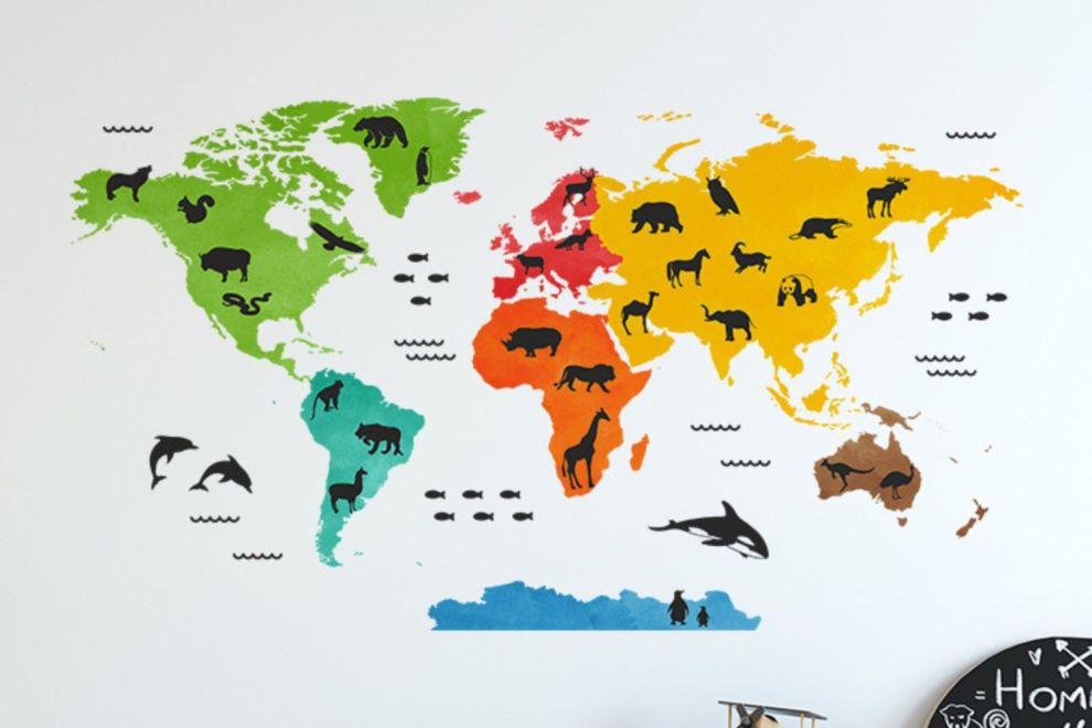 Sticker Carte du Monde Colorée