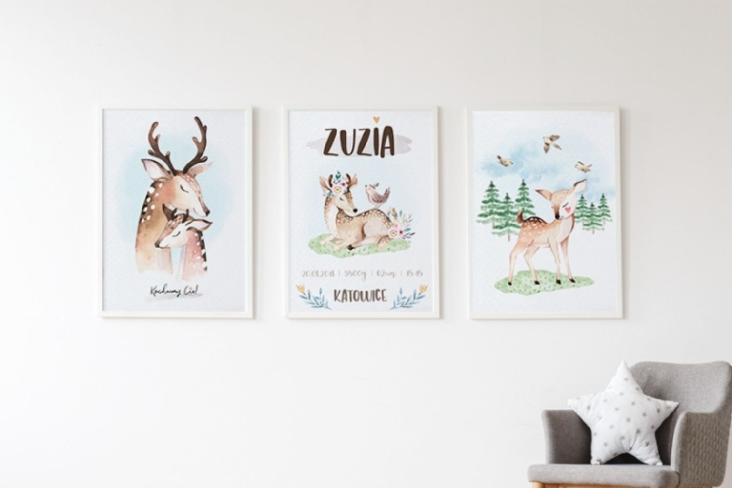 Trees, Fawn and Birds Poster