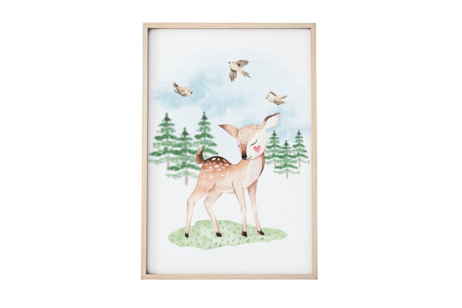 Trees, Fawn and Birds Poster