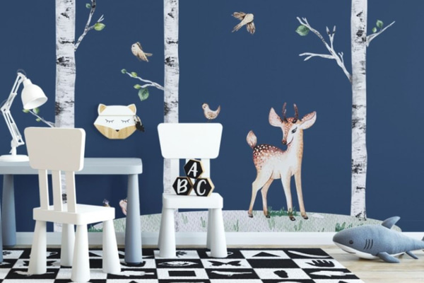 Set Trees Birds and Fawn Stickers