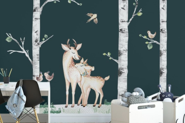 Stickers arvores, cervo, veado e passarinhos