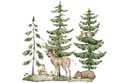 Set Trees, Bear, Squirrel and Fawn Stickers