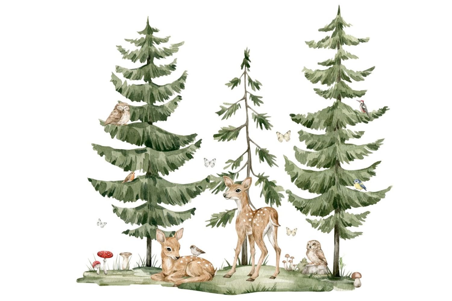 Set Stickers Sapins et Faons