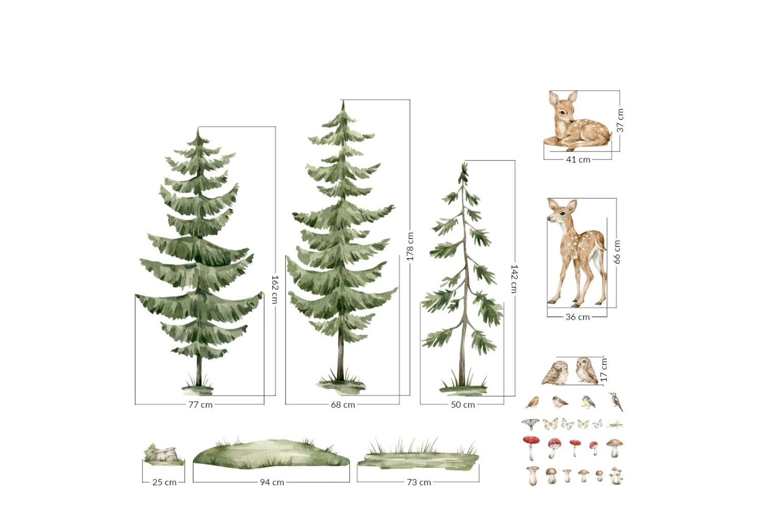 Set Stickers Sapins et Faons