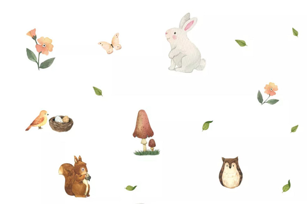 Stickers Animais da floresta & Folhas