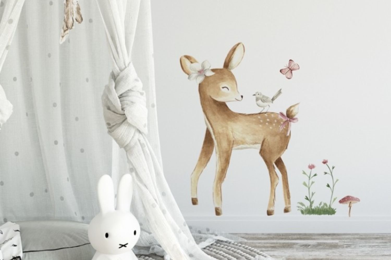 Sticker Bambi et fleurs