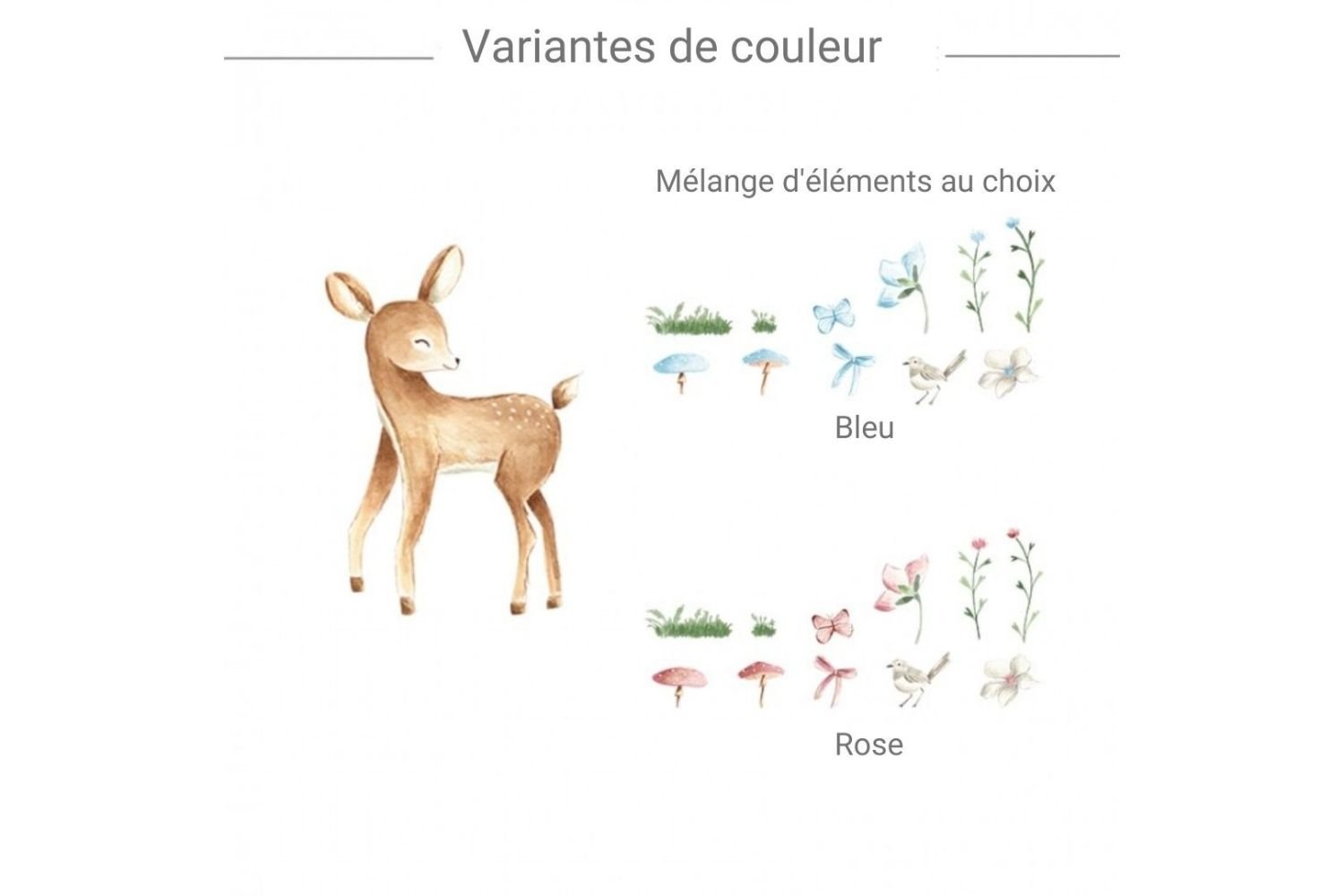 Sticker Bambi et fleurs