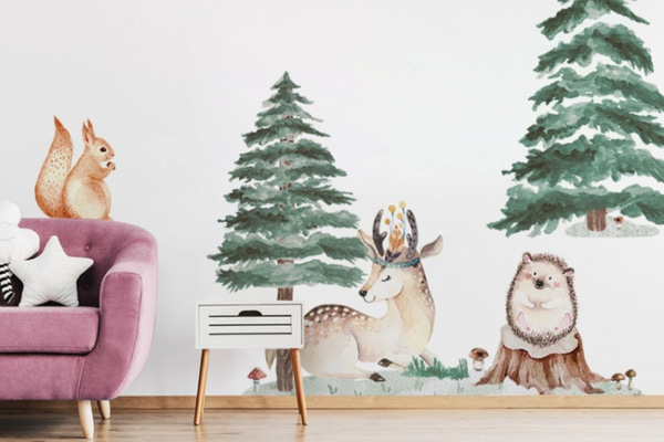 Stickers Corça, esquilo e ouriço