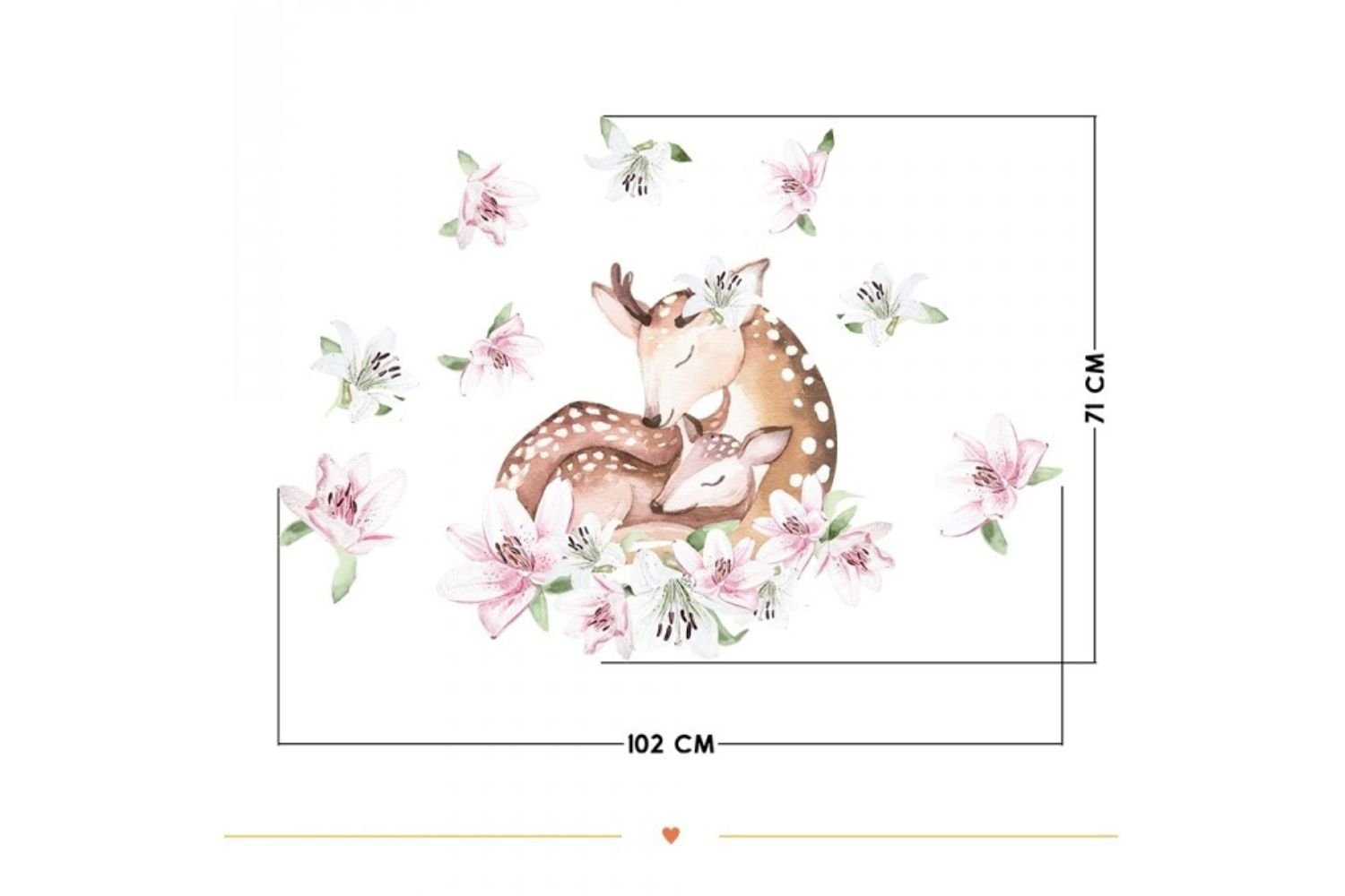 Sticker Biche et Faon avec Lilas