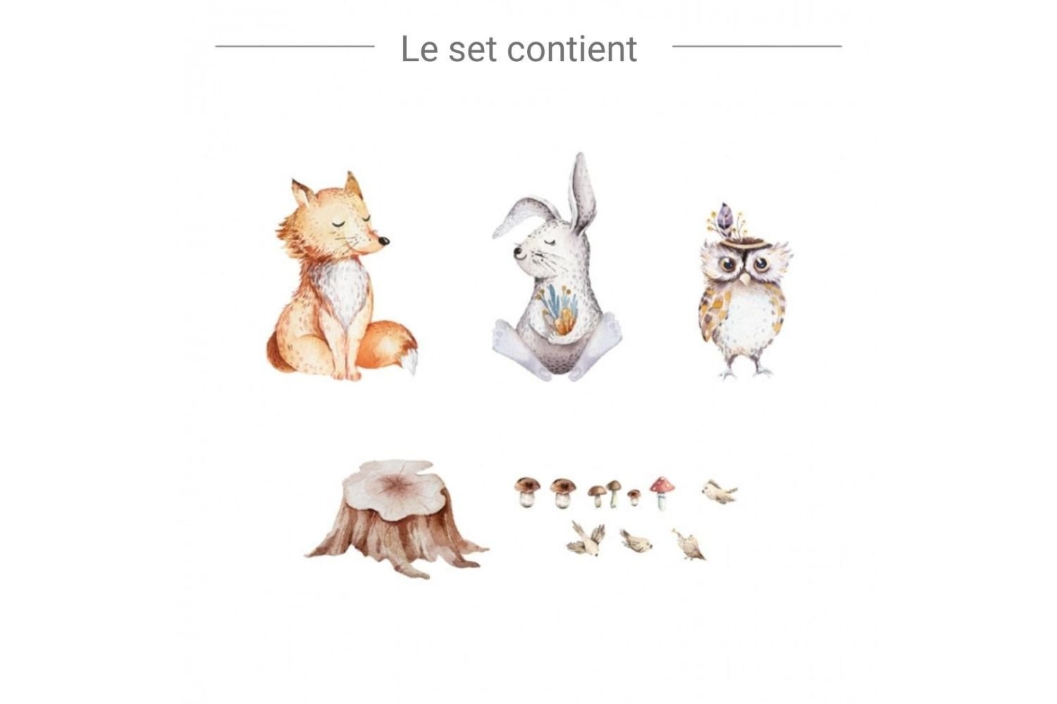 Sticker Renard, Lapin et Hibou