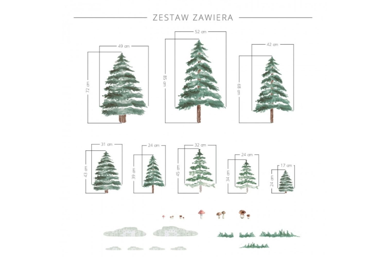 Stickers Set de 8 Sapins - Vert