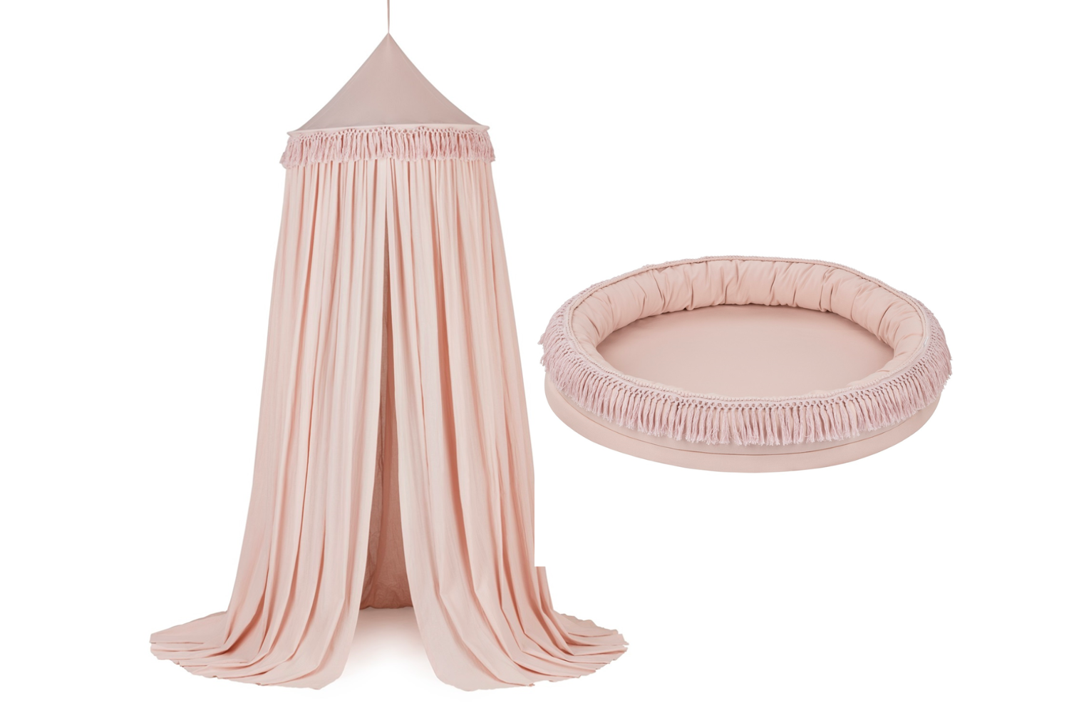 Dossel de Cama e Casulo Boho Dusty Pink