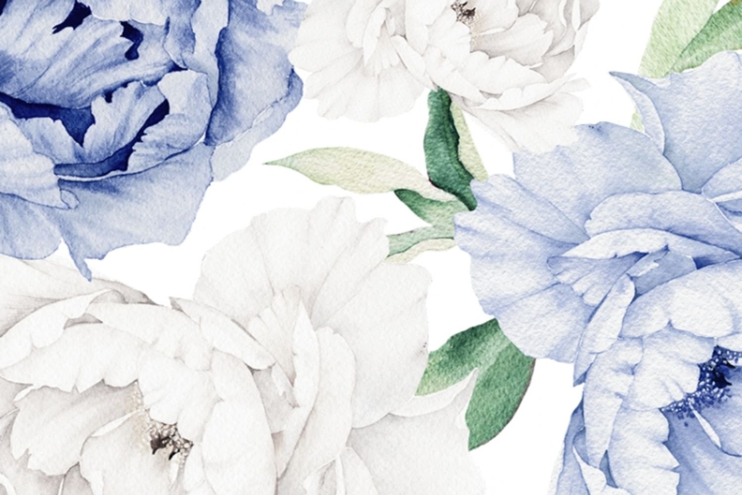 Stickers Pivoines Pastel Bleues