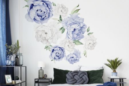 Stickers Pivoines Pastel Bleues +