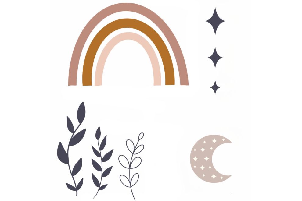 Pastel Rainbow With Moon and Stars