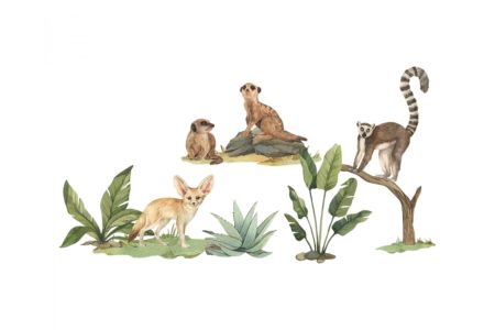 Fennek, Lemuren und Wiesen Stickers