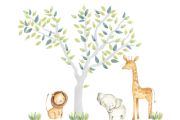 Safari-Bäume und Tieraufkleber