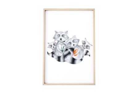 Raccoon Family Poster