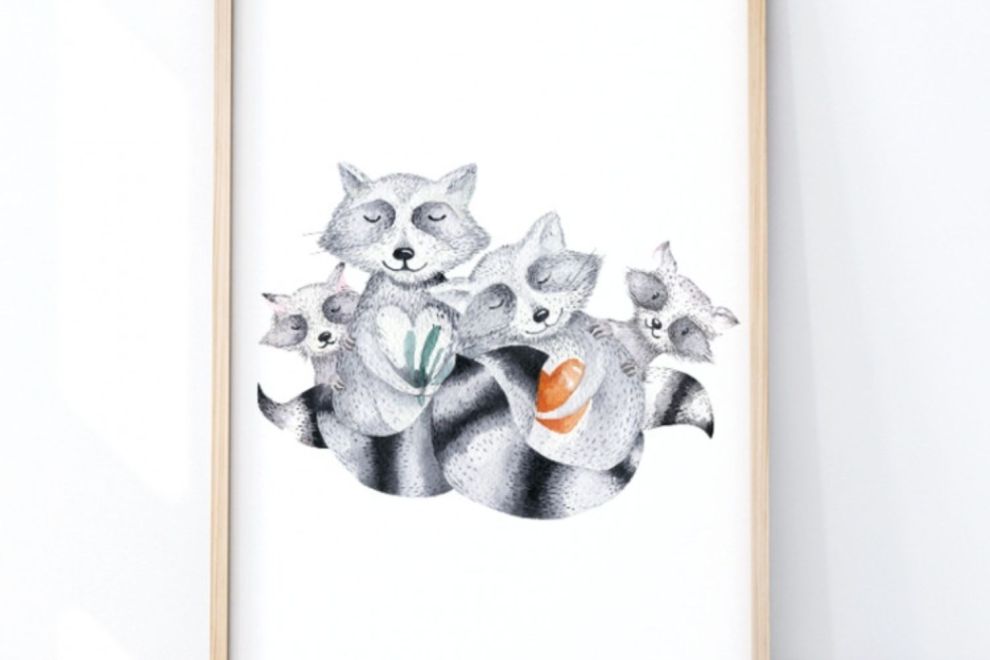 Raccoon Family Poster