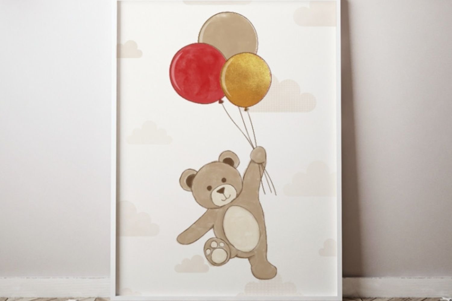 Teddy Bear with Balloons Poster