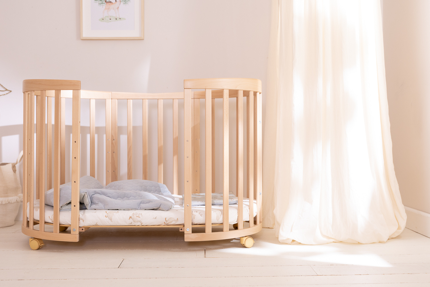 - Berceau Évolutif 7 en 1 Ovale avec Matelas - Naturel - Naturel (Mon Lit Cabane) - Image 21