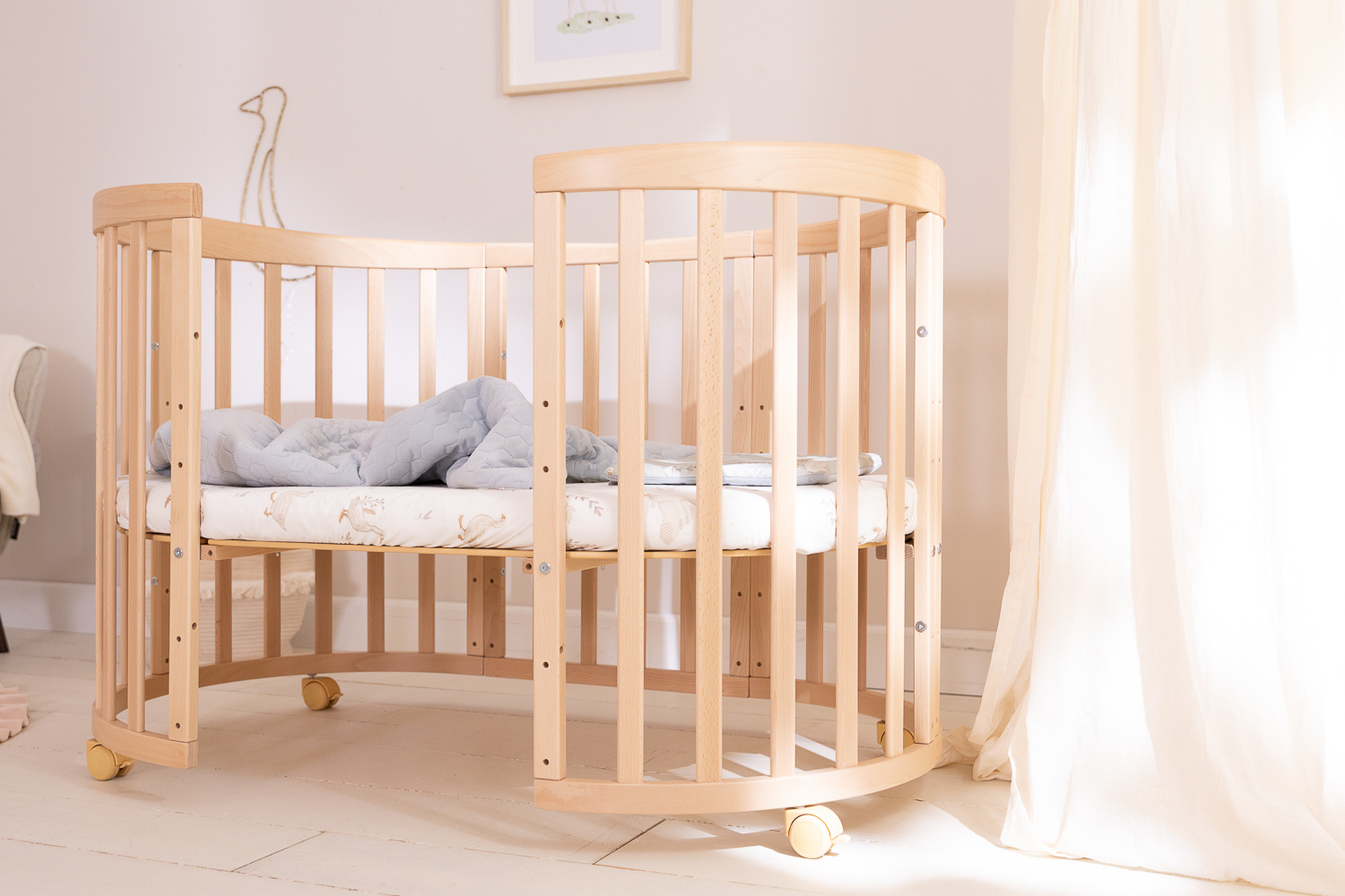 - Berceau Évolutif 7 en 1 Ovale avec Matelas - Naturel - Naturel (Mon Lit Cabane) - Image 23