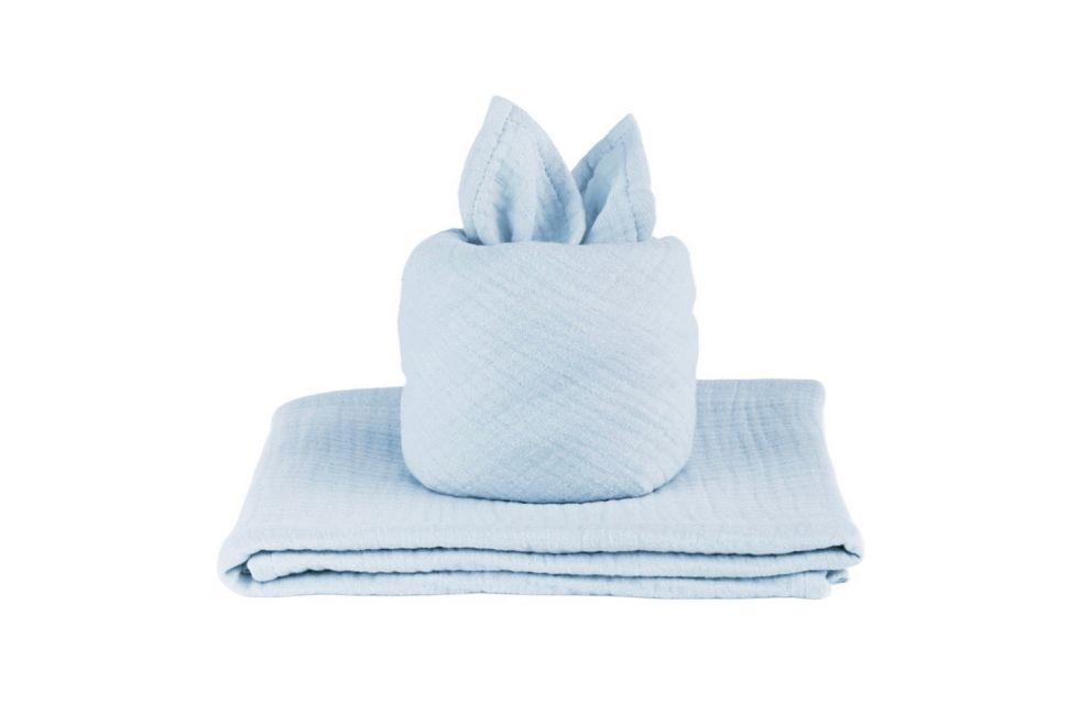 Light Blue Baby Gift Set with Swaddle Bag