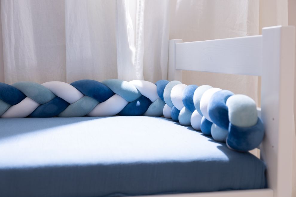 Ice Blue, Petrol Blue and White Bed Bumper - 3 Ropes